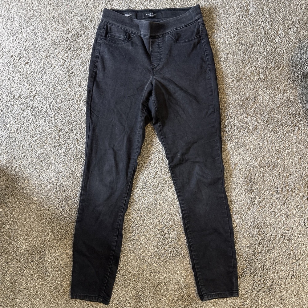 Nine West Women's Pull On‎ Skinny Black Lightweight Denim Jeans Size 6